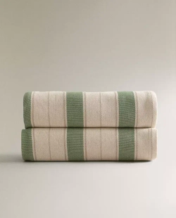 ZARA HOME ПЛЕД В ПОЛОСКУ, ЗЕЛЕНЫЙ