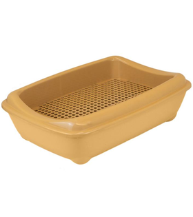 Моськи-Авоськи Туалет для кошек с рамкой-сеткой, глубокий (под наполнитель) 43*30*12см, бежевый