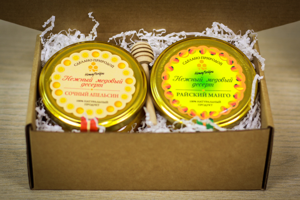 Подарочный набор HoneyForYou с медом-суфле "Фруктовый дуэт"