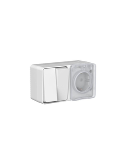 Блок ОП AtlasDesign PROFI IP54 (розетка 1-м 16А заземл. защ. шторки + 2-кл. выключатель 10А) сер. SE ATN543074