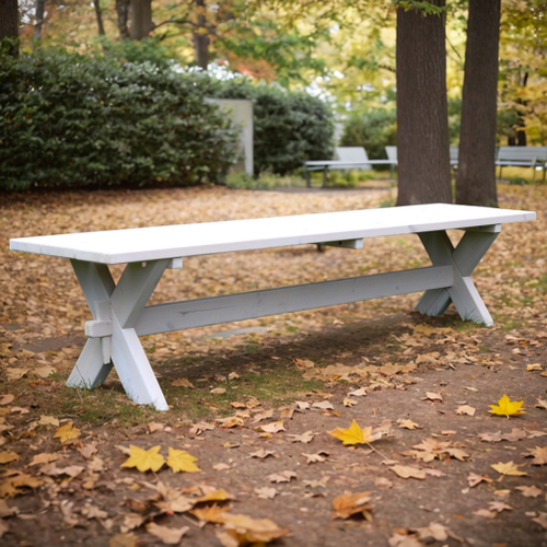 Деревянная скамейка садовая Осло из массива сосны для дома и сада 200х44 см, белая