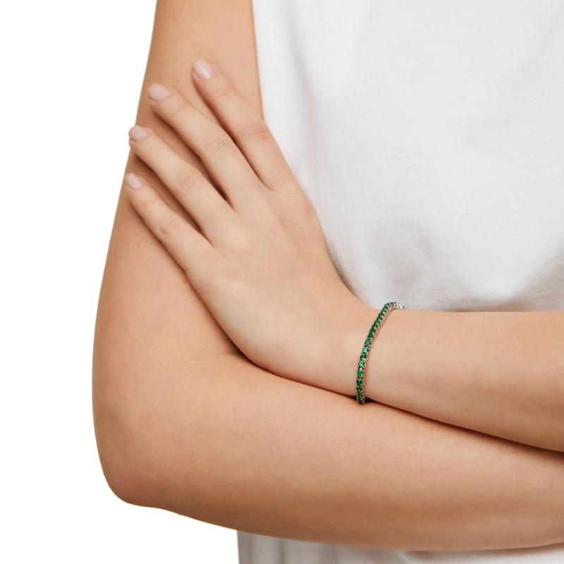 Браслет Лагуна – Серебро, Изумрудный