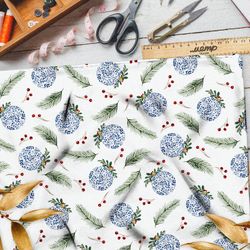 Ткань барби снежные шары с еловыми ветками