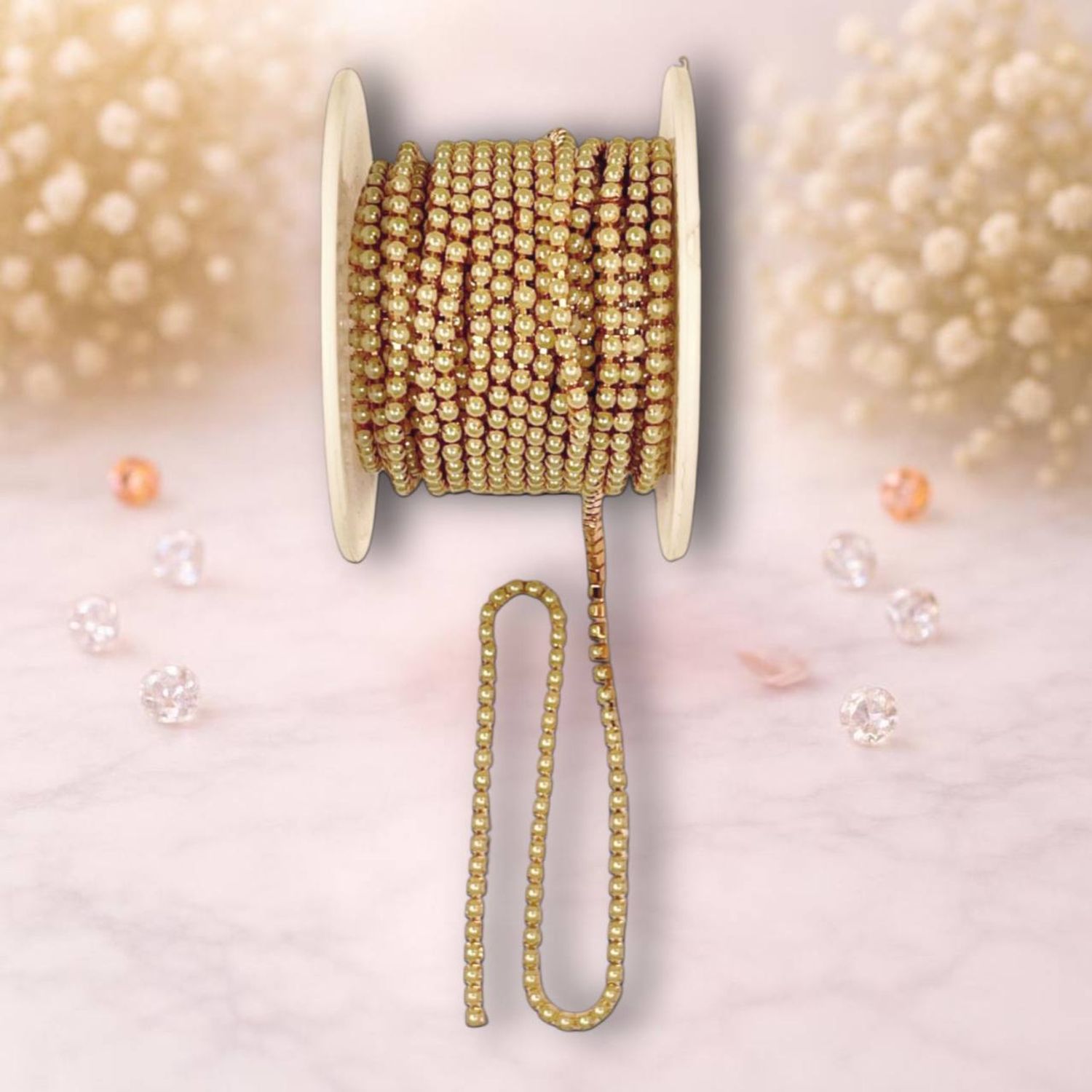 стразовая лента золото-айвари 0,3мм