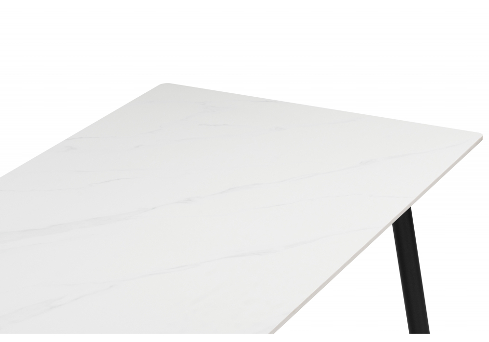 Керамический стол Woodville Rion 120 белый мрамор, черный, ножки черные