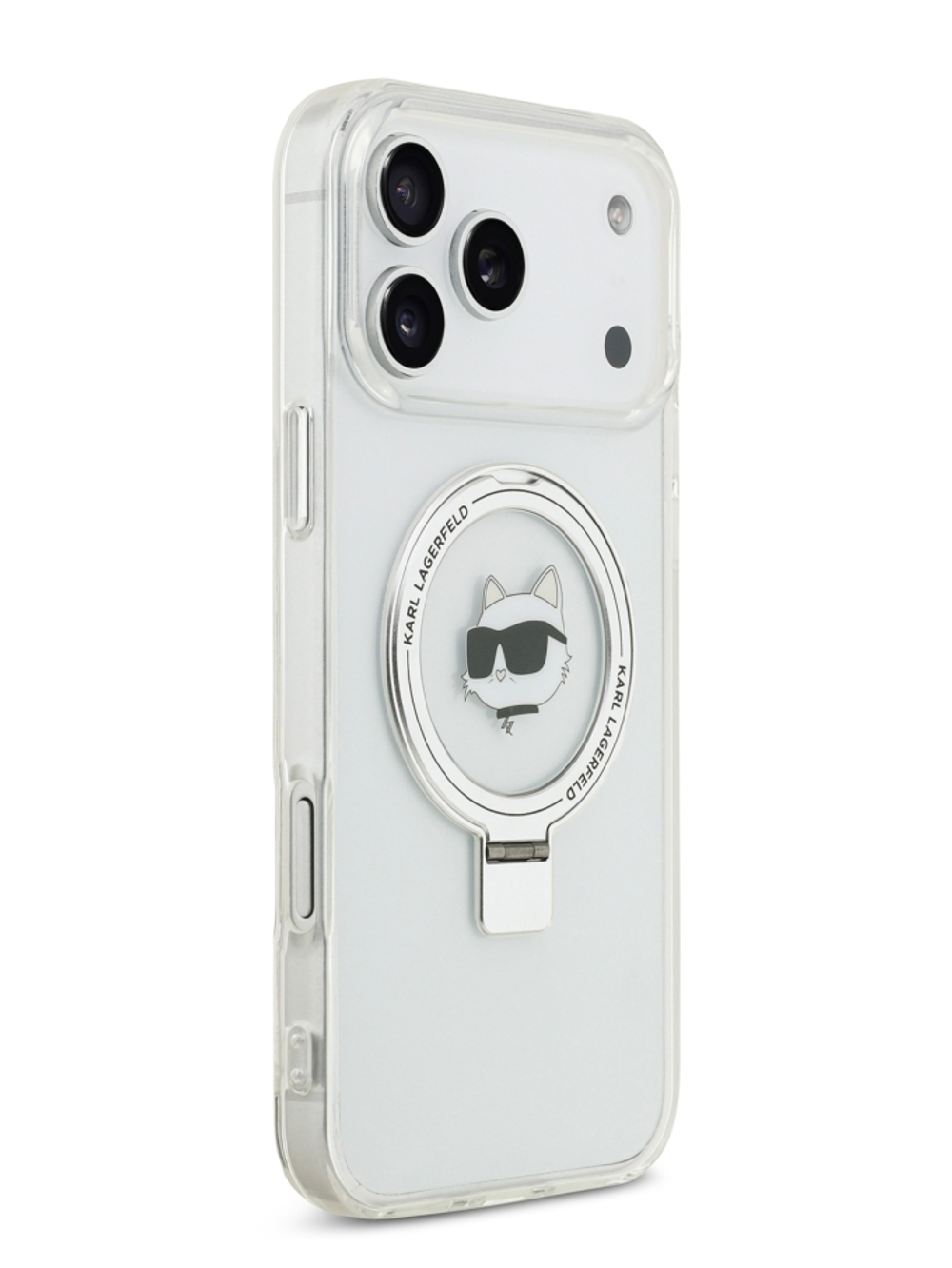Lagerfeld для iPhone 17 Pro Max чехол IML + Ring stand NFT Choupette head Hard Transparent (MagSafe)