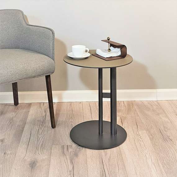 Стол журнальный 4488, Ø43х47 см, металл, экокожа