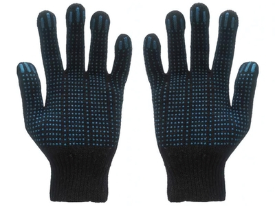 Перчатки х/б 5 нитей 10 класс 132ТЕКС черные с пвх точка