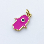 Подвеска Хамса, цвет золото+фуксия, размер 13*8 мм, цена за 1 шт