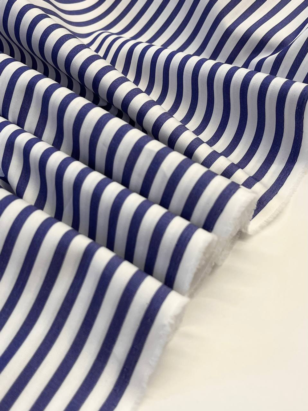 Хлопок поплин Albini x Ralph Lauren в бело-синюю полоску