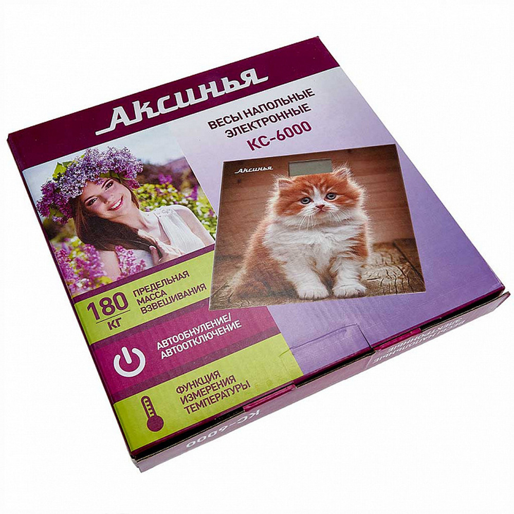 Весы напольные электронные Аксинья КС-6000 "Кот"