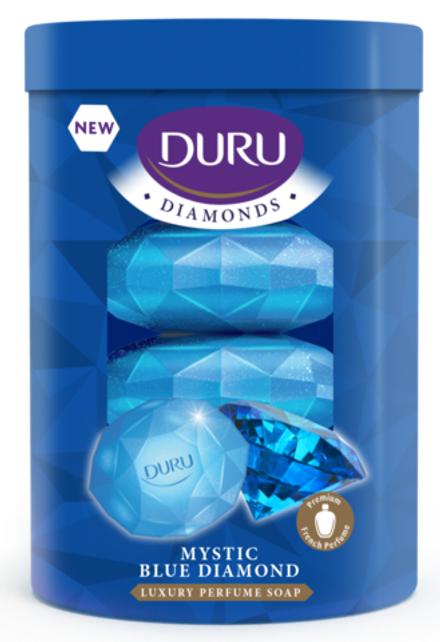 DURU Мыло туалетное, DIAMONDS, Таинственный сапфир, 360гр., (4шт по 90гр), блок 16шт., ДУРУ