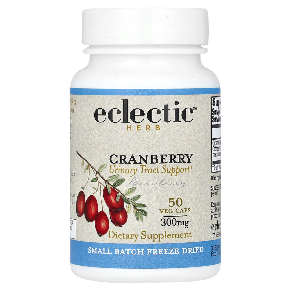 Eclectic Herb, сублимированная клюква, 50 растительных капсул (300 мг в 1 капсуле)
