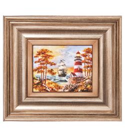 AMB-04/33 Картина «Маяк надежды» (с янтарной крошкой) L-18см