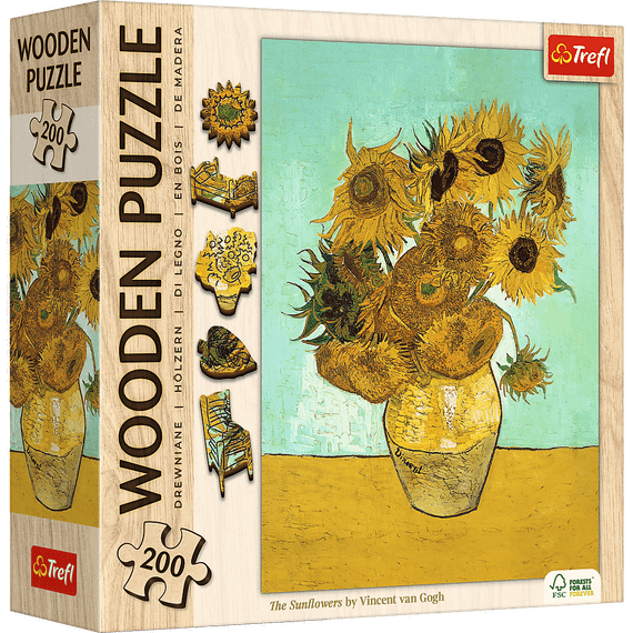 Pazl / Пазлы / Puzzles - "200 Wooden Puzzles" - Sunflowers - Vincent van Gogh
