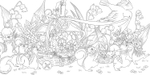 In the forest of a Fairytale full of flowers. Coloring Book