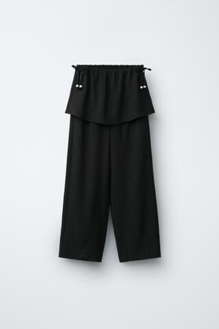 ZARA БРЮКИ WIDE LEG С ЮБКОЙ, ЧЕРНЫЙ