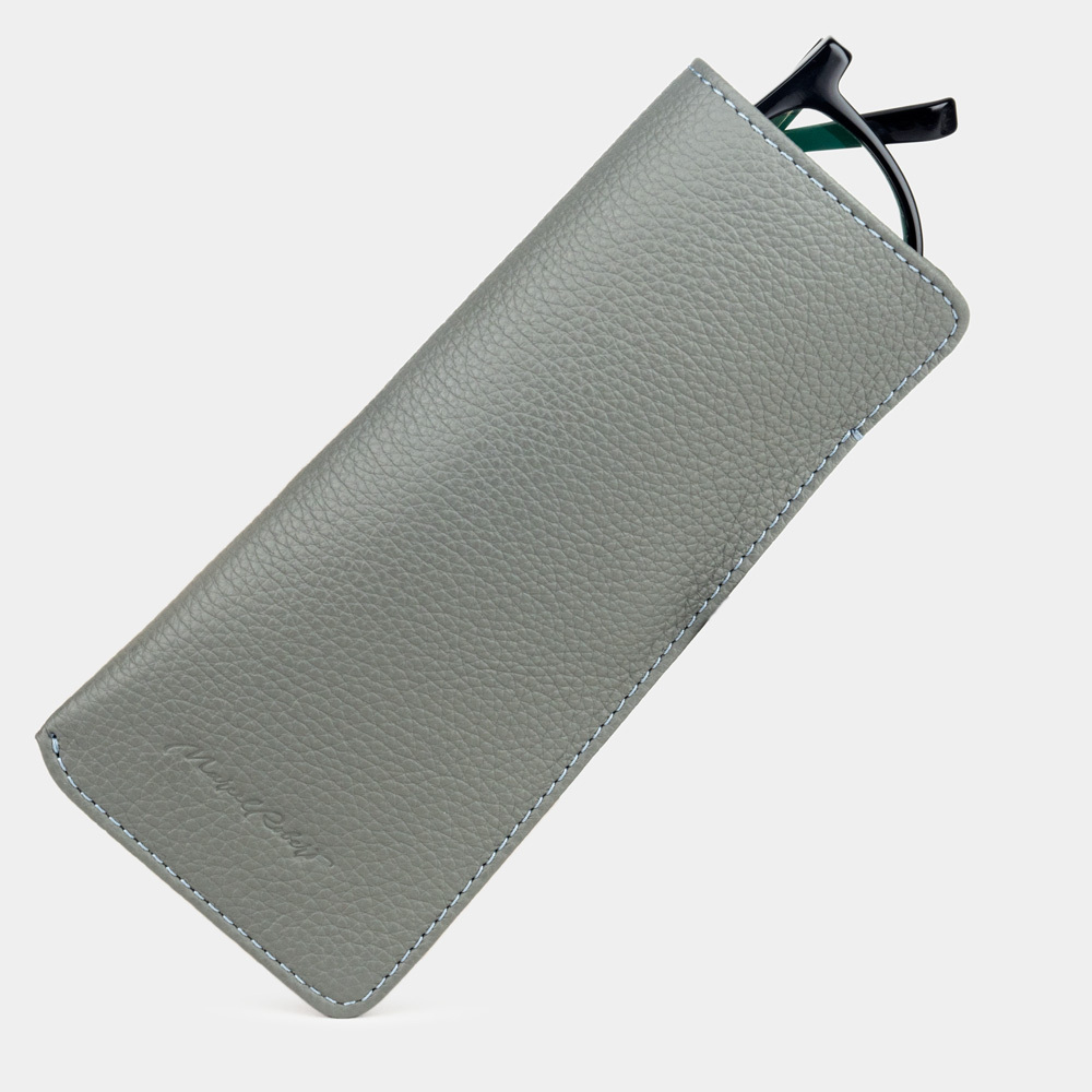 Футляр для очков Lunette Easy из натуральной кожи теленка, стального цвета