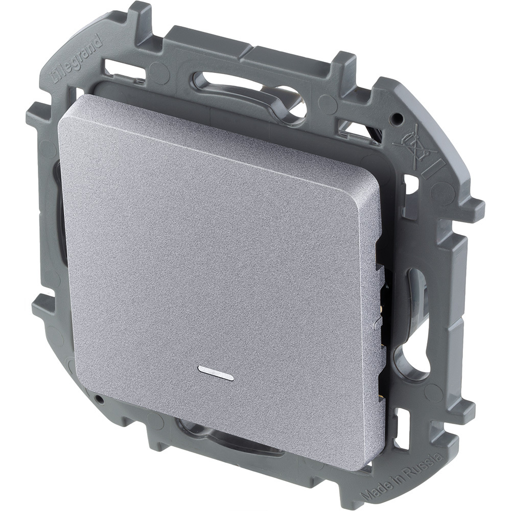 Переключатель 1-клавишный с подсветкой/индикацией 10А 250В алюминий Inspiria Legrand