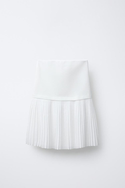 ZARA ПЛИССИРОВАННАЯ ЮБКА МИДИ, БЕЛЫЙ