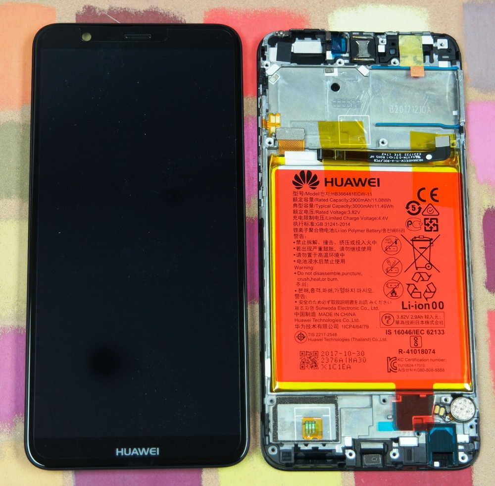 Huawei P Smart 2018 (FIG-L31/FIG-LX1) / Дисплей (в сборе с тачскрином и аккумулятором) (в рамке) (ORIG-SP)
