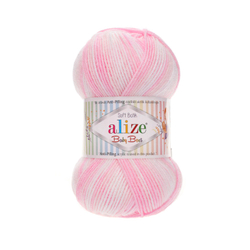 Беби бест батик (Baby best batik) пряжа Alize 10% бамбук 90%акрил 5х100г/240м 6660 белый-розовый
