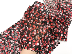 Эластичное кружево, цветочный принт на черном, 24 см, (Арт: EK-2787), м