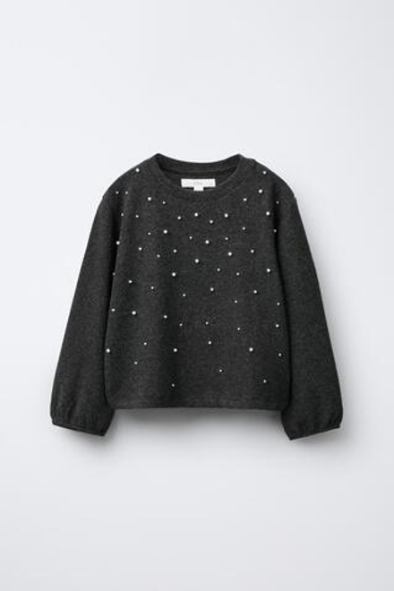 ZARA ЛОНГСЛИВ SOFT TOUCH С БУСИНАМИ, АНТРАЦИТОВО-СЕРЫЙ