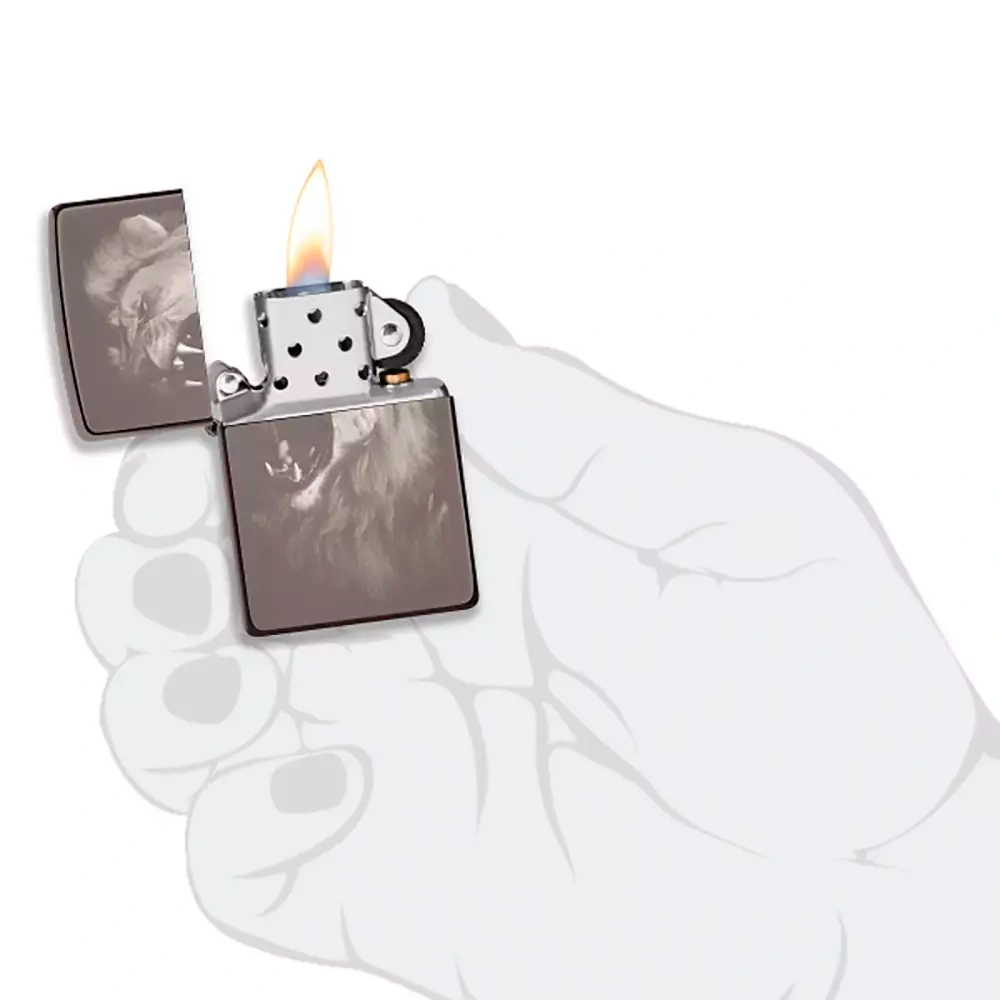 Зажигалка Zippo 49433 Lion Design, Black Ice