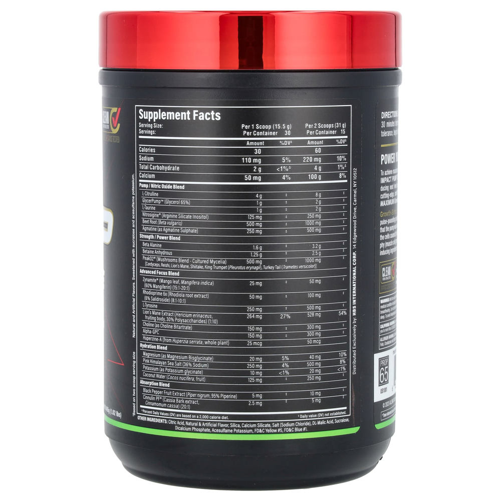 ALLMAX, Impact ™ Pump Xtreme, кислая жевательная таблетка, 465 г (1,02 фунта)