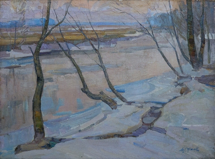 Картина Стрелова А.Е. "Лед идет" холст/масло 58х78