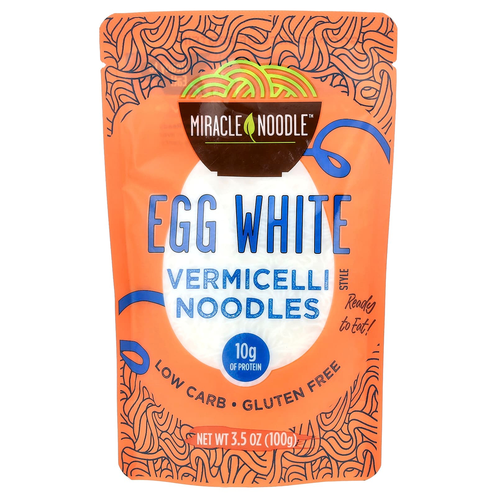 Miracle Noodle, Лапша с вермишелью, яичный белок, 100 г (3,5 унции)