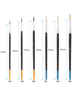 Набор кистей 15шт. пони, щетина, плоские, круглые (SB-3298)