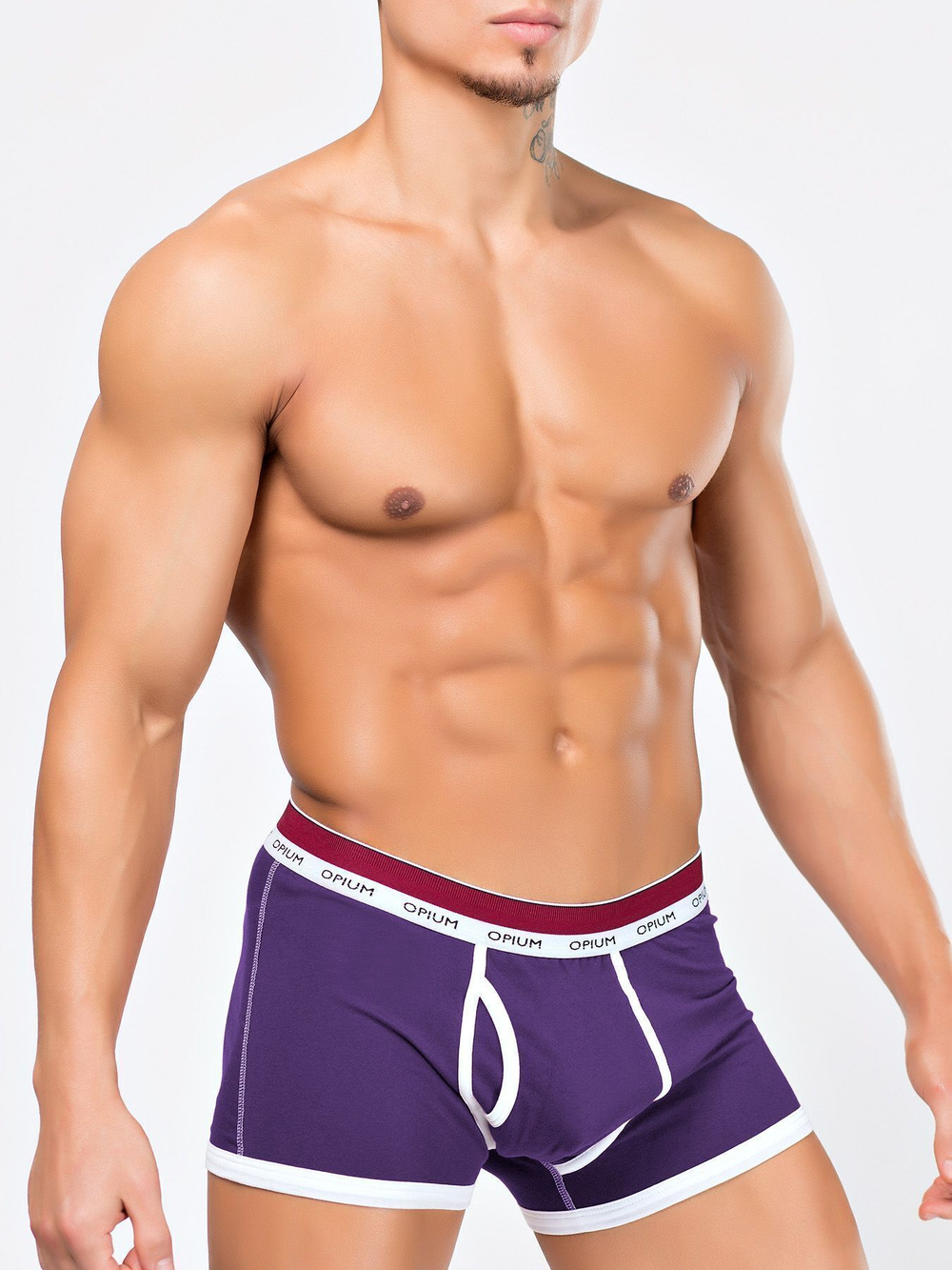 Яркие мужские боксеры с контрастным кантом (Размер: XL) (Цвет: фиолетовый)