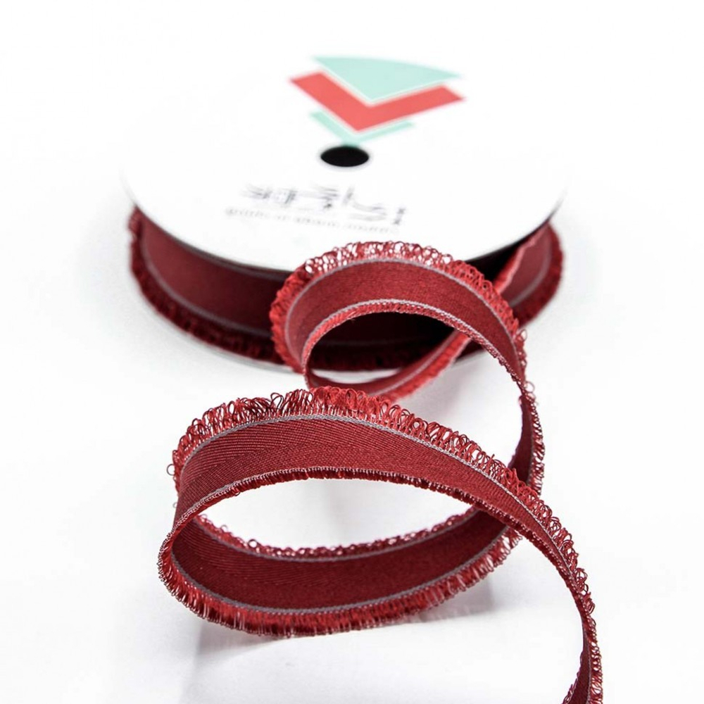 Лента Полиэстер 2,5см х 22м с бахромой (Красный)