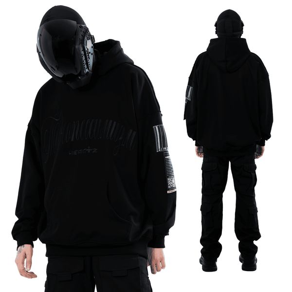 Худи Технопессимизм Heavycotton Embroided Blackout черный - фото 2