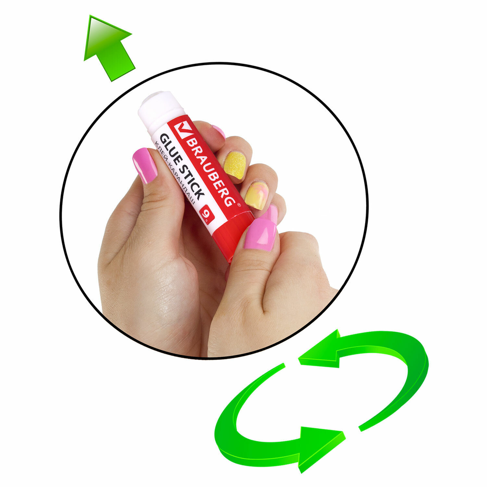 Клей-карандаш 9 г упаковка BRAUBERG 3 штуки на блистере (12 штук в упаковке)
