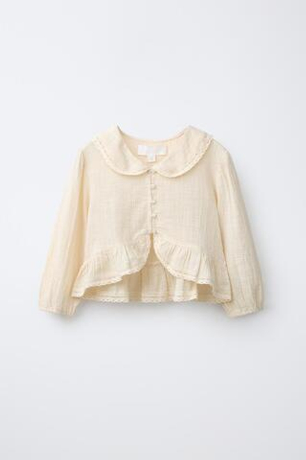 ZARA РУБАШКА С КРУЖЕВОМ, ЭКРЮ