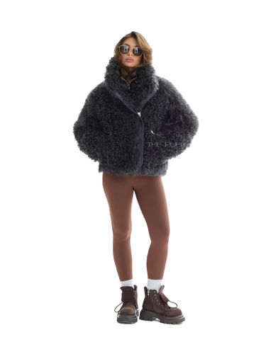 Графитовая шуба-косуха из овчины калган