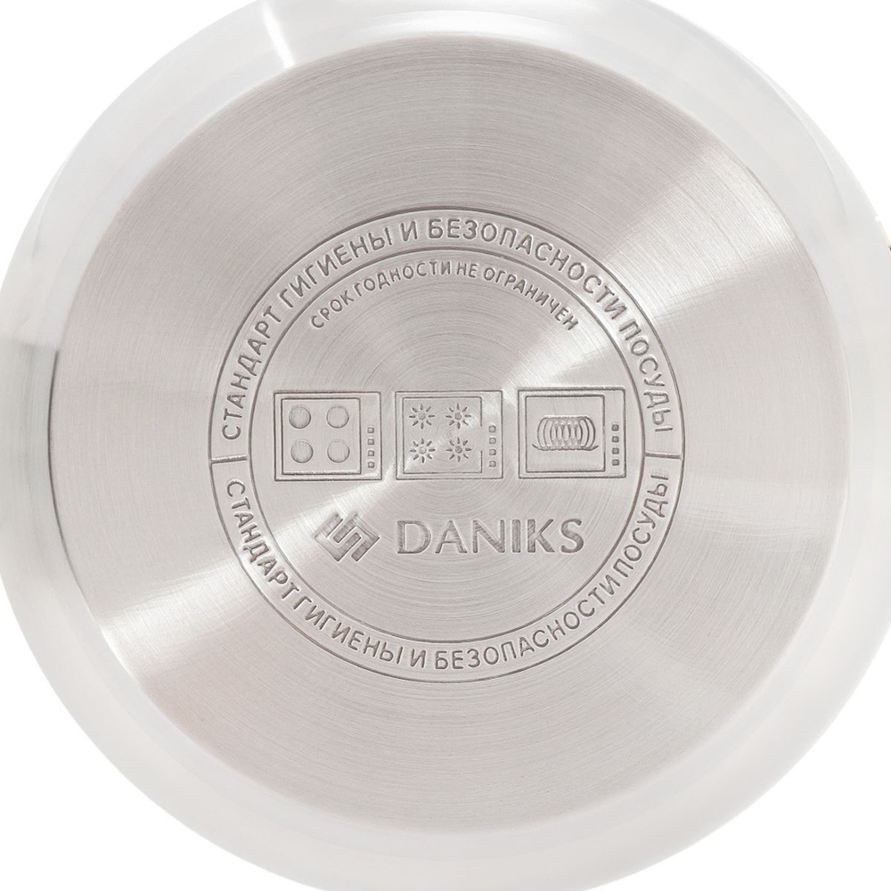 Кастрюля нерж, 2.6 л, с крыш, Daniks, Мадрид Gold, SD-318G, индукц