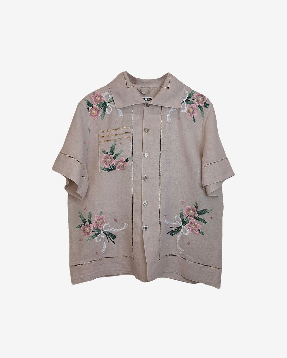 Рубашка Soeurs с Парой Цветов/Two Flowers Short Sleeve бежевая