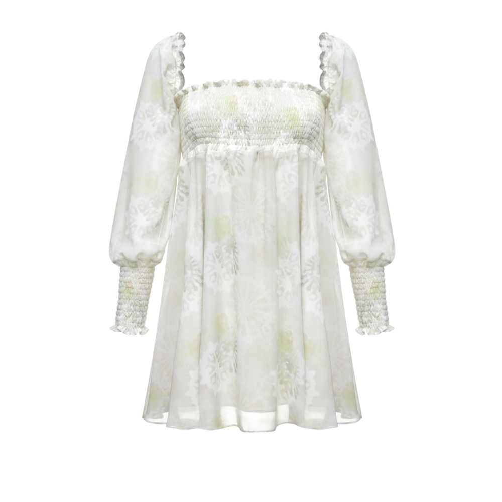 Платье мини с буфами