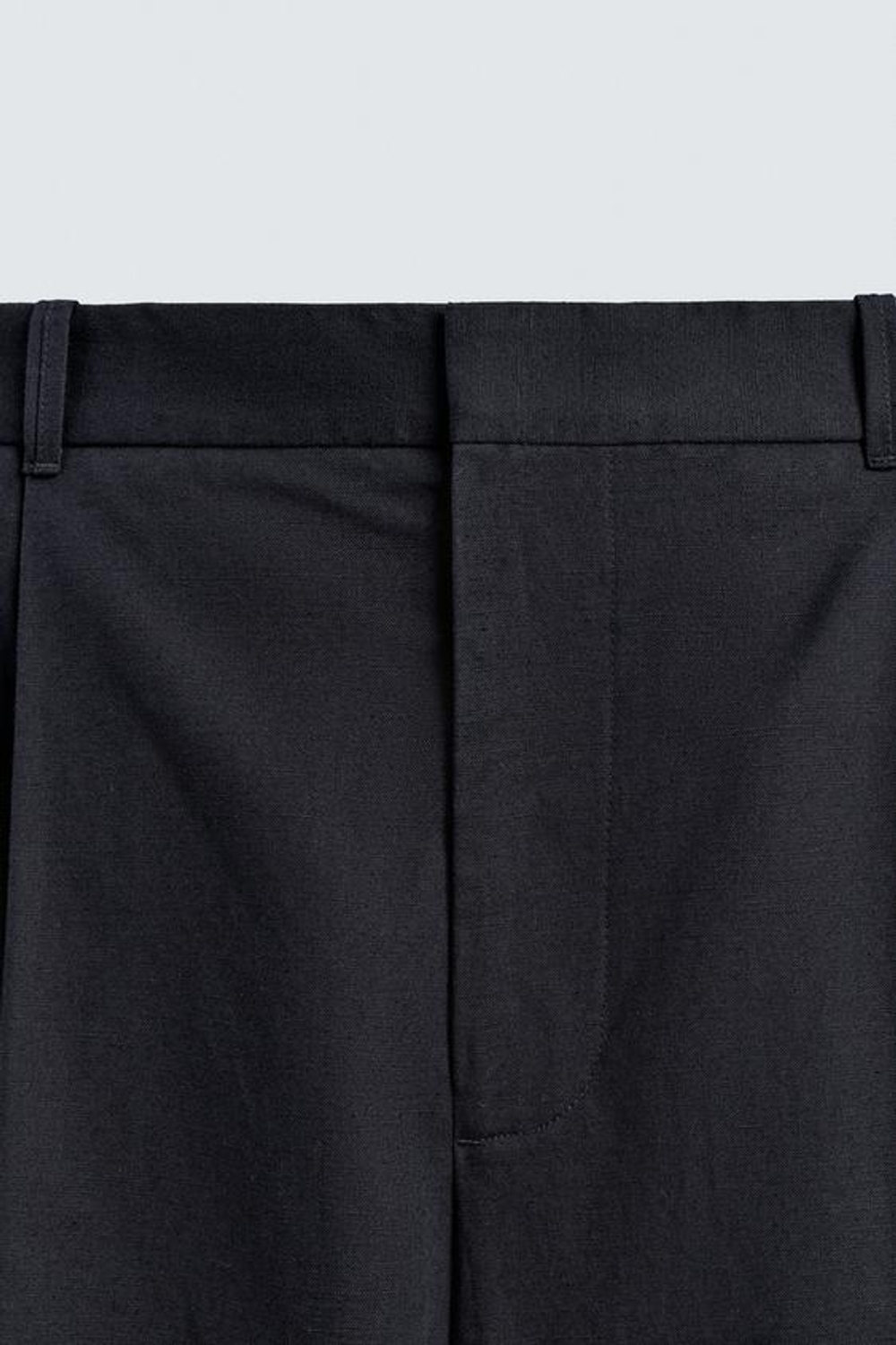 ZARA БРЮКИ СТРУКТУРНЫЕ ИЗ ХЛОПКА И ЛЬНА, МОРСКОЙ СИНИЙ