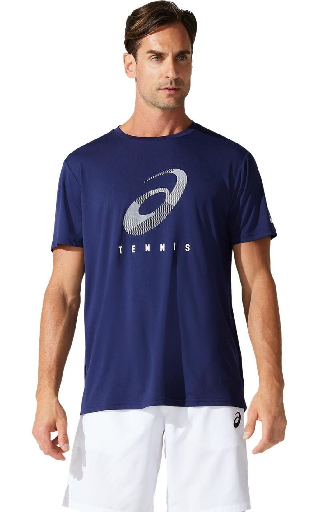 Футболка мужская теннисная Asics Court M Spiral Tee - peacoat