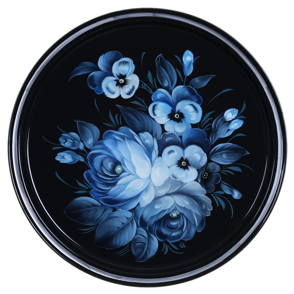 Жостовский поднос декоративный, размер 30 см (A9), металлический