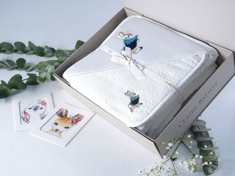 Полотенце детское 120х120 Claire Batiste Atelier Зайчик для новорожденных с капюшоном