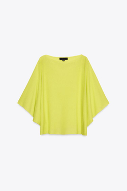 ZARA ОДНОТОННЫЙ ТРИКОТАЖНЫЙ ТОП, ЛАЙМОВЫЙ