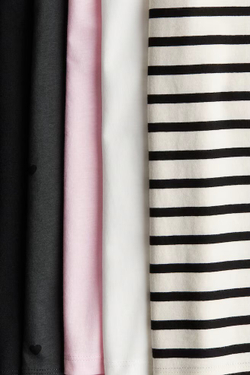 H&M Набор из пяти хлопковых футболок, светло-розовый