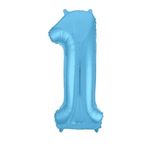 Шар (40"/102 см) Цифра, 1, Slim, Голубой, в упаковке 1 шт.