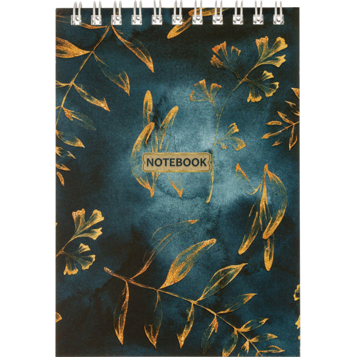 Блокнот Floral А6 60л, клетка, обл. мел.картон,спираль,синий